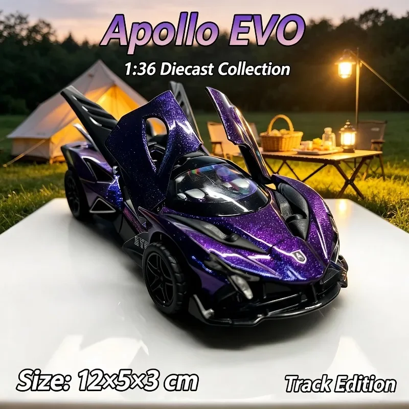 1:36 Scale EVO Sports Car Alloy Diecast Model, Pull Back Toy Vehicle, Openable Doors, Multiple Colors, Tabletop Christmas Holida