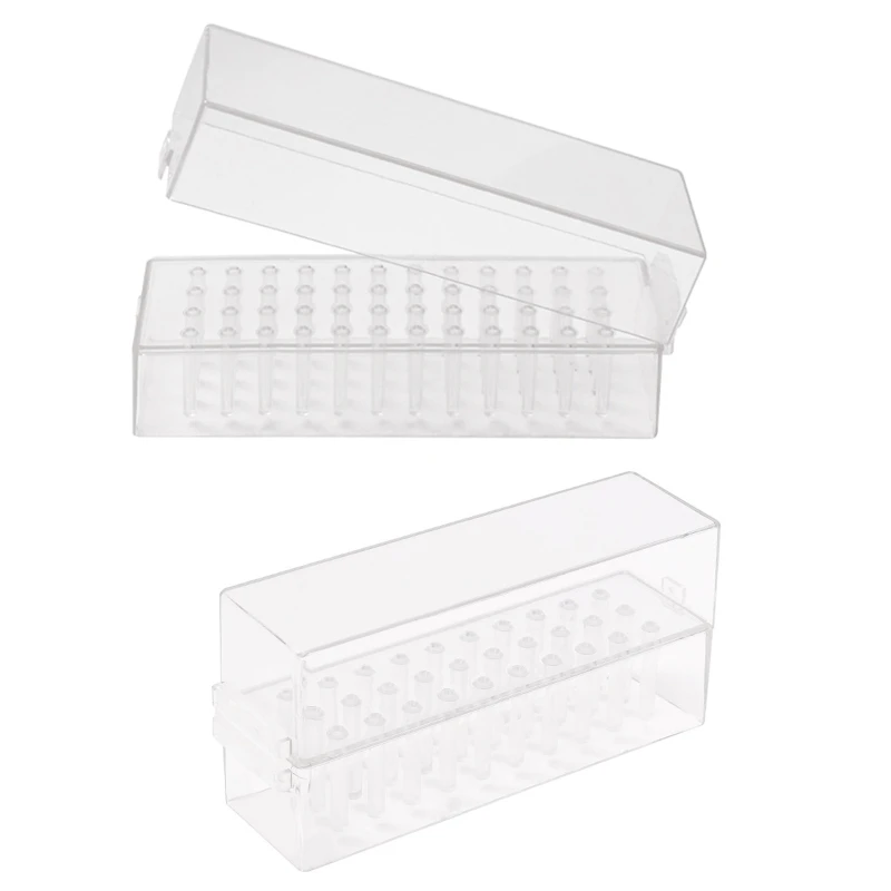 Professional 30/48 Holes Nail Drill Bits Holder Box Manicure Polishing Grinding Drill Bit Holder Clear Storage Box