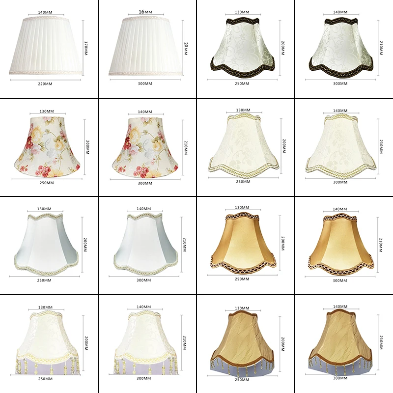 European Luxury Lampshade Vintage Exquisite Bead Trim Floral Fabric Wall Lamp Table Lamp Floor Light Cover Nordic Home Decor