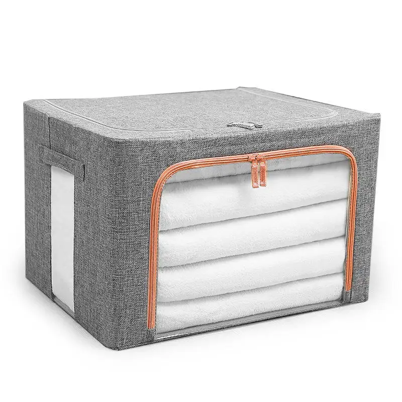 66/100L wardrobe foldable clothes storage organizer bag large capacity waterproof oxford cloth steel frame storage box