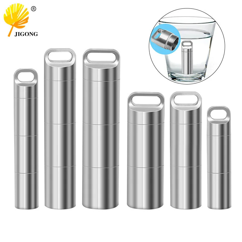 Stainless steel portable sub-packaging first aid medicine box multi-grid small medicine bottle portable keychain pendant outdoor