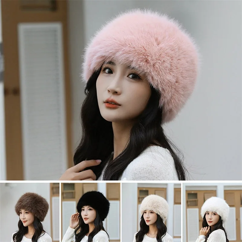 Women Plush Fisherman Hat Fluffy Fur Bucket Hat Warm Women's Winter Hat Thicken Cold Snowy Day Panama Cap