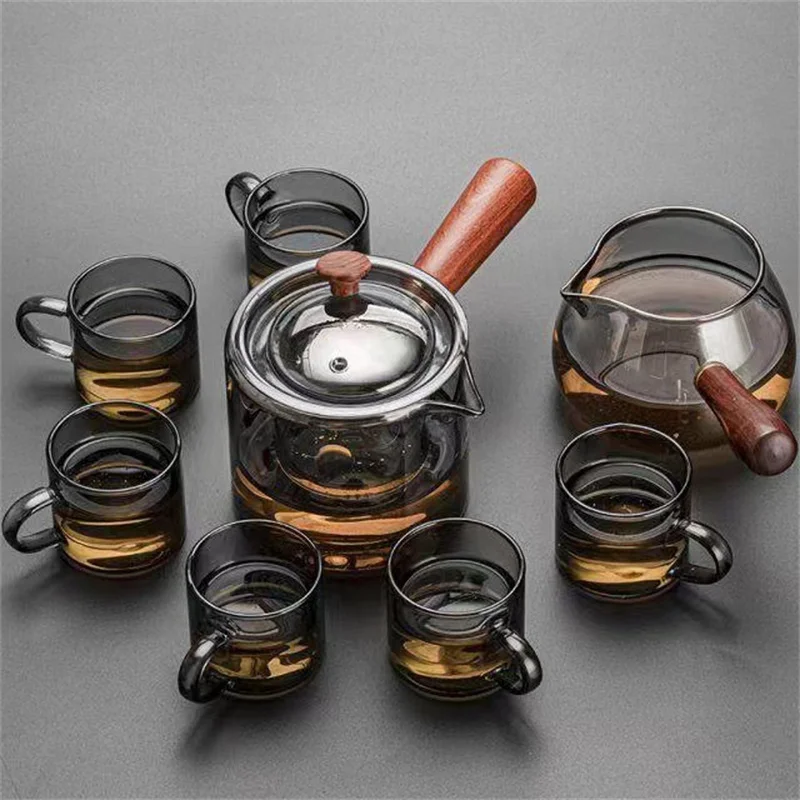 6 teile/satz 80ml Hohe Borosilikat Schwarz Kleine Glas Teacup Chinesischen Kung Fu Tee Blume Tee Wasser Tasse Tee-Set zubehör Teegeschirr