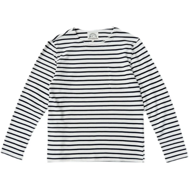 Endeavour&Bloom Breton Stripe Pocket T-Shirt Men Long Sleeve Sailor\'s Tee Shirt