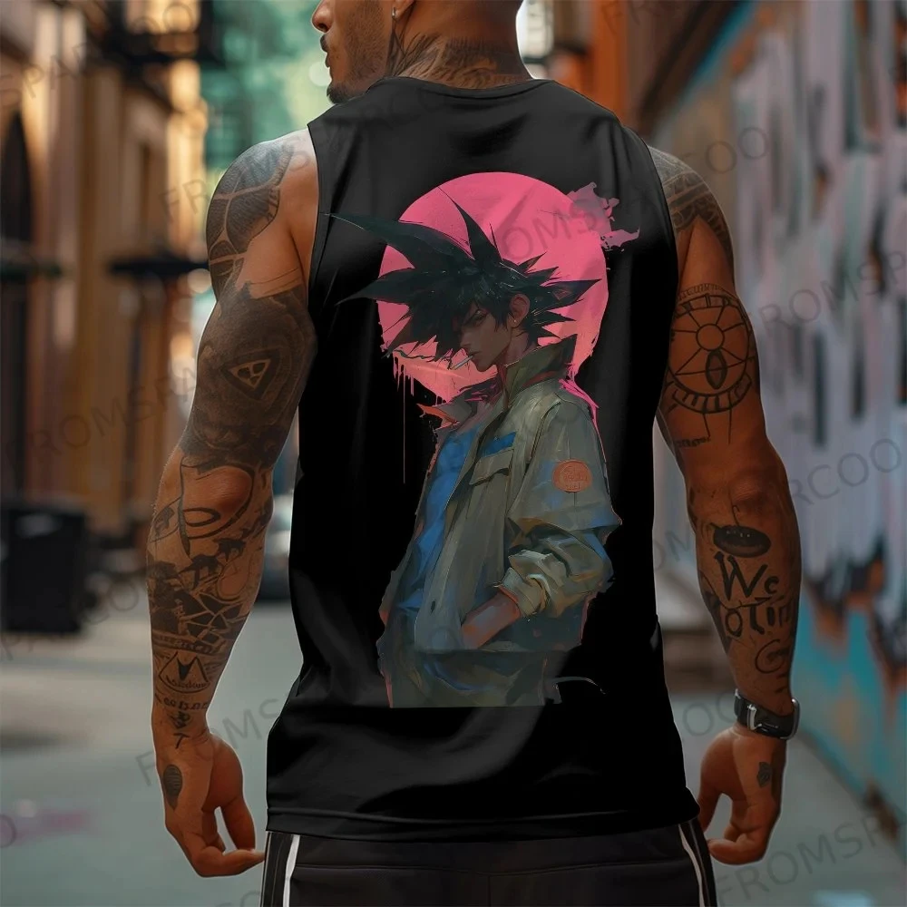 

Мужская майка с принтом Dragon Ball Anime Wukong для спорта и отдыха, свободного кроя, летняя мода, из чистого хлопка.