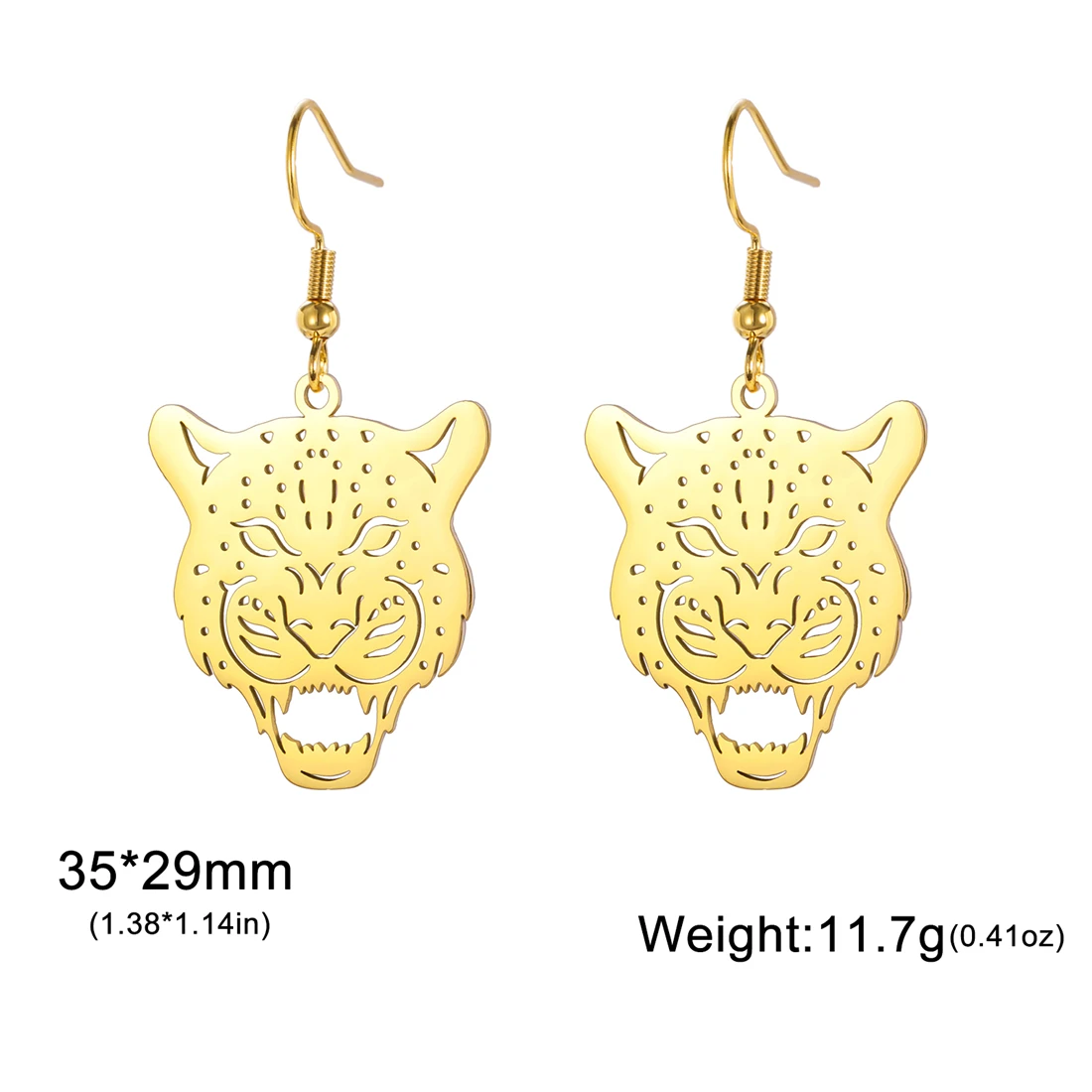 Eueavan Tier-Leoparden-Ohrhänger für Damen, Wildtier-Geparden-Hängeohrringe aus Edelstahl, Hip-Hop-Party-Schmuck, Geschenk – Detail 11