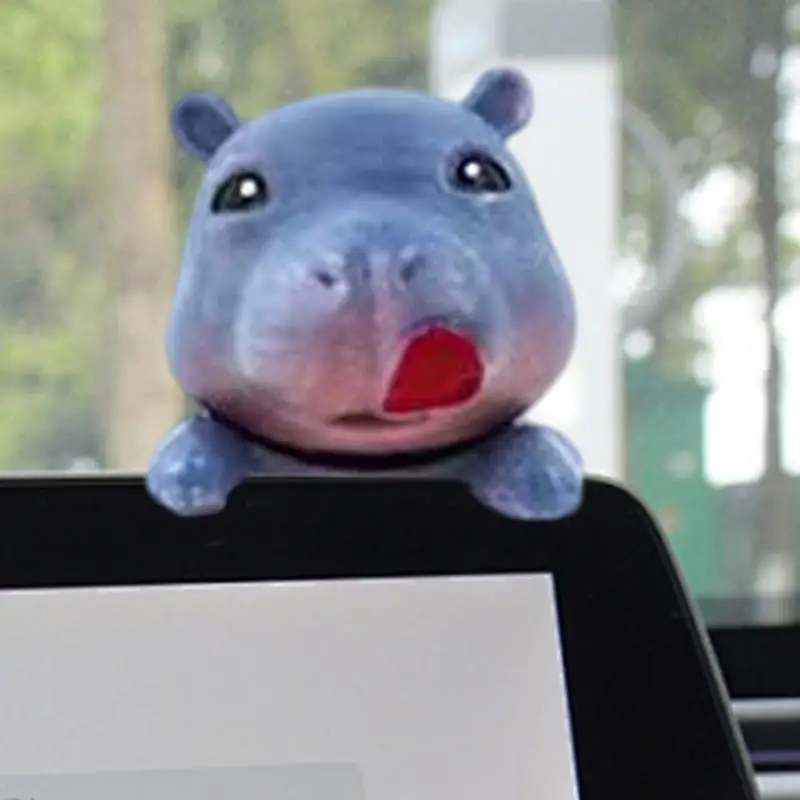 Dashboard Hippo Decor Car Central Control Screen Pygmy Hippo Ornament Car Navigator Screen Decoration Creative Figurine Tabletop