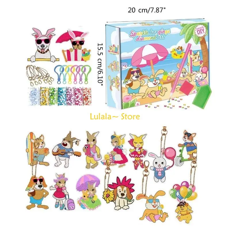 Y4QA Động vật lấp lánh DIY Móc chìa khóa cho sinh nhật Quà lưu niệm du lịch Tân gia