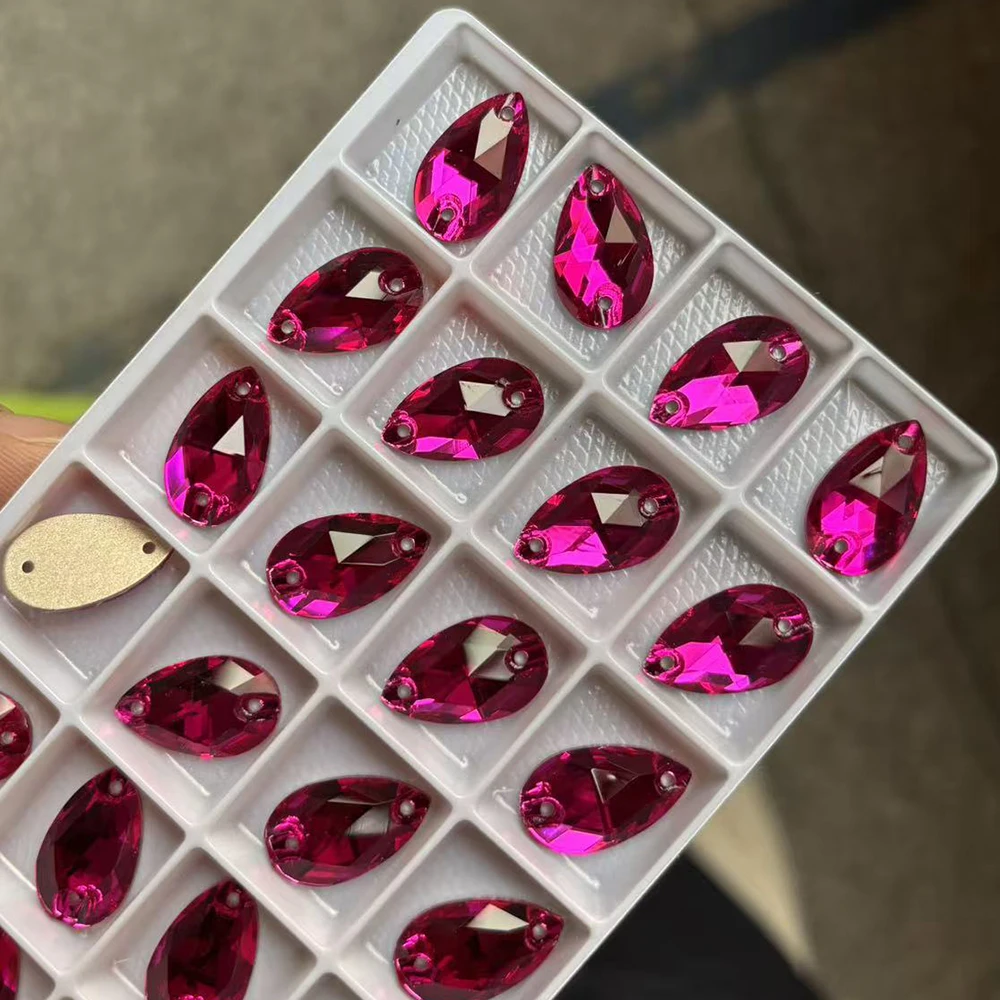 PUBRILEX Fuchsia Strasssteine zum Aufnähen, Glas, flache Rückseite, DIY-Nähzubehör, Kristallsteine zum Nähen für Taschen- und Kleidungsdekoration – Detail 5