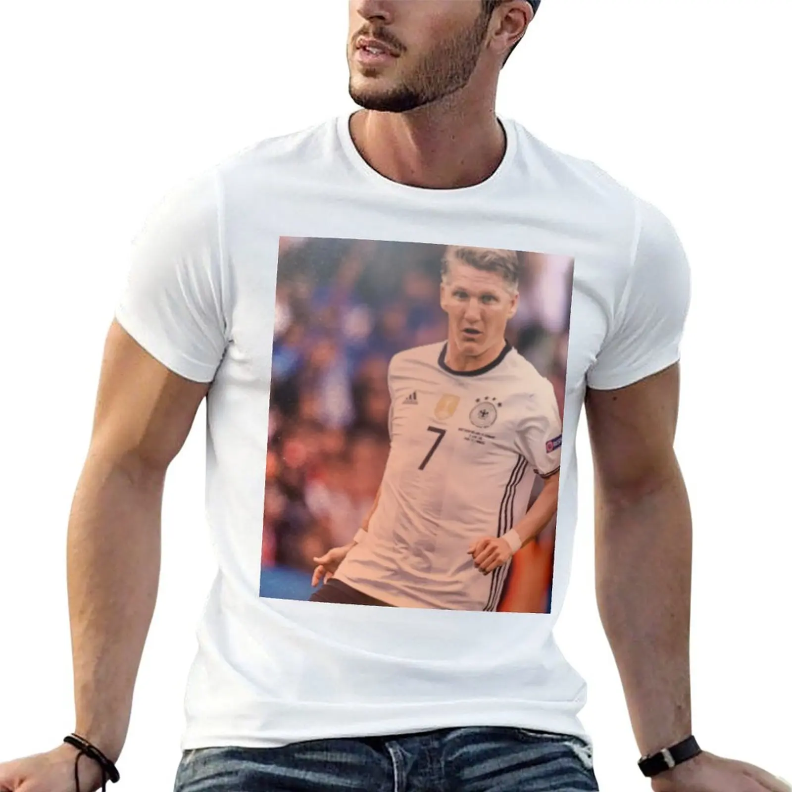 Bastian Schweinsteiger. Camiseta de algodão, pacote de camisetas para homem, pacote de camisetas brancas, camiseta casual masculina
