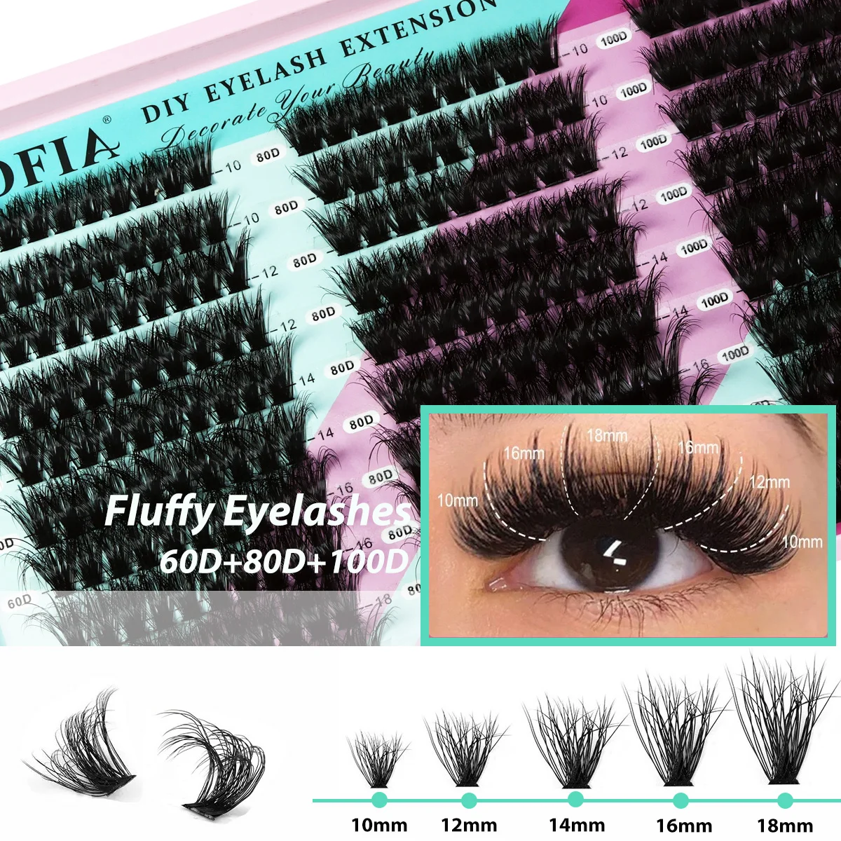 Picture 4: 5D Super Fluffy Cluster Lashes 100D 150D Thick Individual Eyelashes 10-18mm Natural Style Reusable DIY Lash Extensions