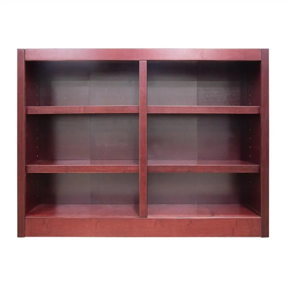 Traditional Double Wide Wood Bookcase 6 Shelves 36