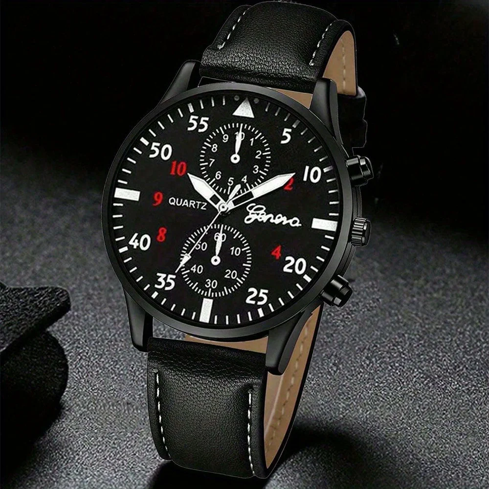 2pcs/set Mens Casual Watches Set Business Men's Quartz Watches Vintage Simple  Men Wrist Watch Male Gift.
