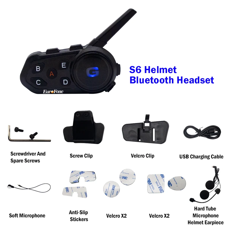 Bluetooth V5.1 Motorcycle Interphone Intercom Helmet Headset 1200m Walkie Talkie for Riders BT Headphone Intercom S6