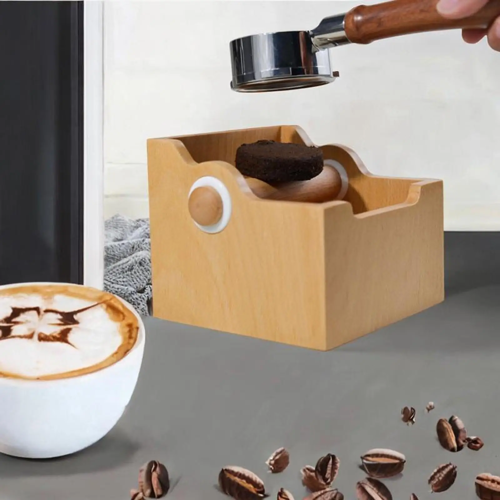 Espresso Knock Box Wooden Espresso Waste Bin Wooden Espresso Bucket Easy