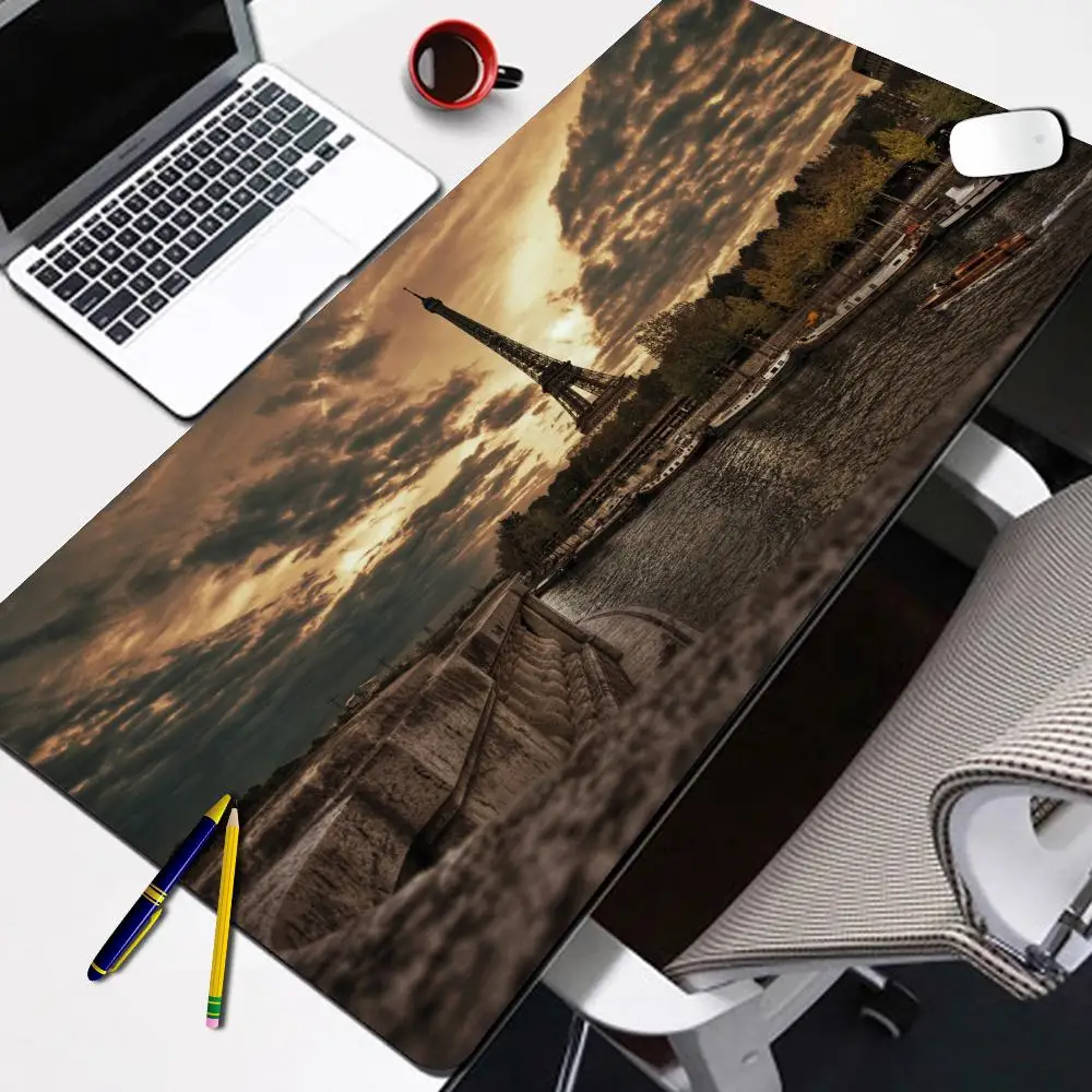 

Large Gamer Mouse Pad Eiffel Tower Paris Desk Pad Laptop Gamer Desk Mat Extra Large Mousepad Carpet for Mouse Mats Office