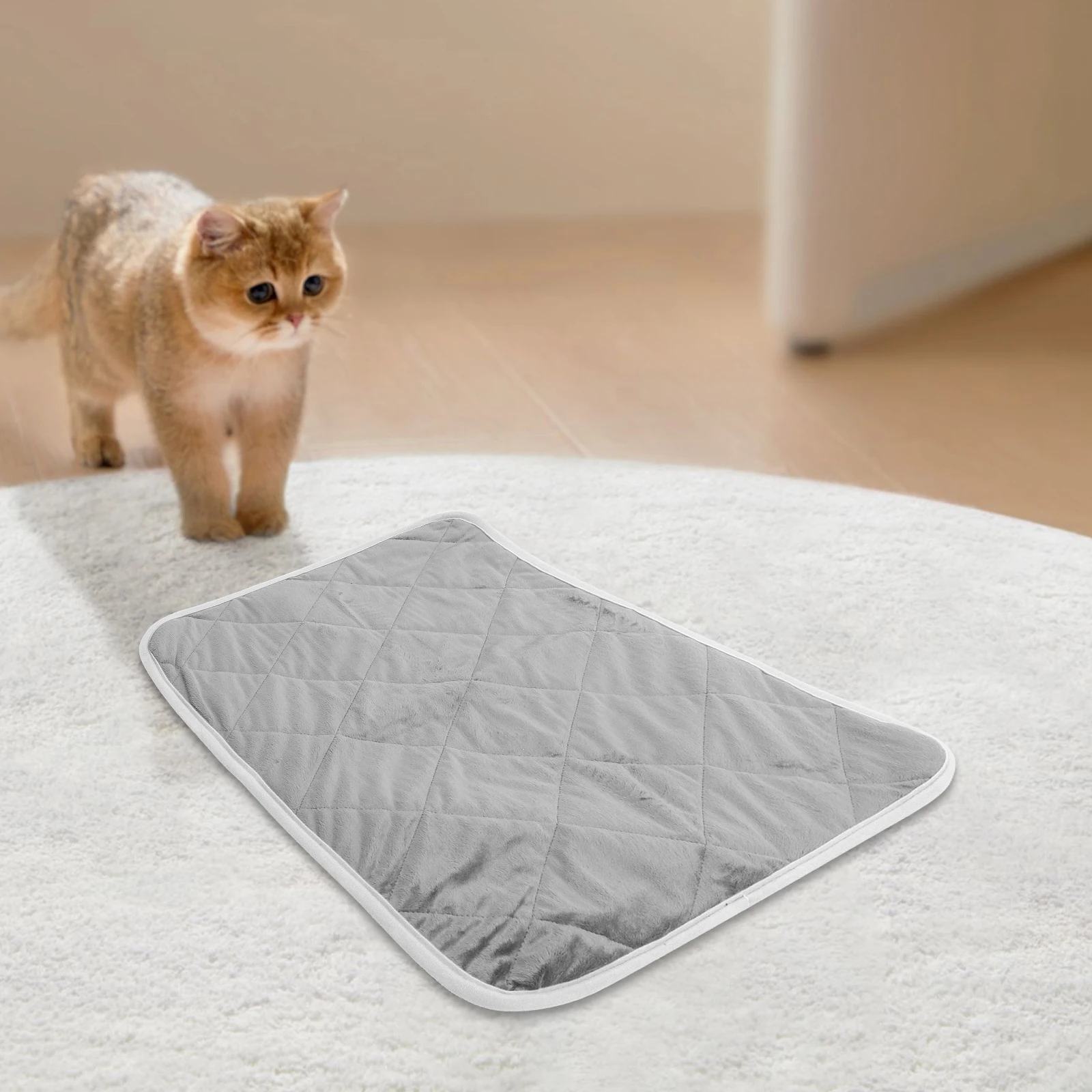 

Self Heating Pet Pad Grey Cotton M Size No Electric Heated Bed for Cats Dogs Outdoor Travel Camping Keeps Warm Comfortable Pet