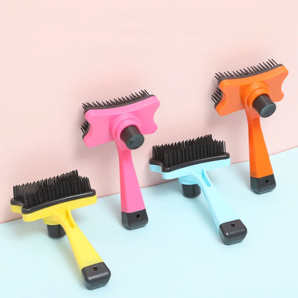 Pet Hair Removal Comb for Small Dogs Cats Brush Self Cleaning Slicker Brush for Puppy Dog Hair Remover Scraper Pet Grooming Tool