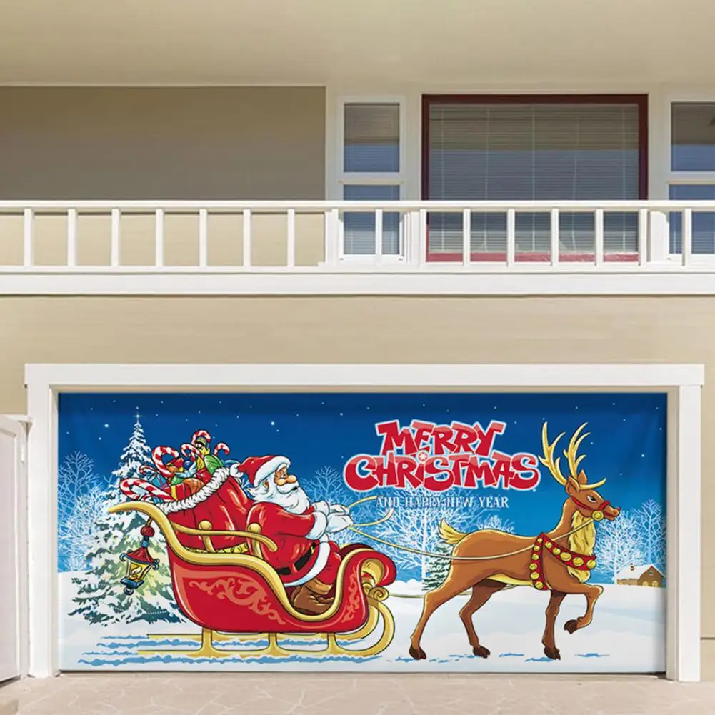 

Christmas Garage Door Decoration Cloth Holiday Garage Door Covers Festive Christmas Background Decorative Cloth Garage Door