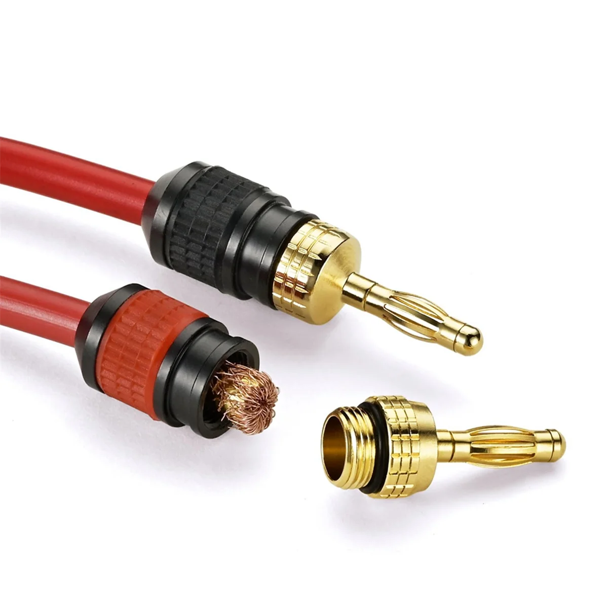 Plugues banana de conexão rápida banhados a premium: conector de alto-falante de segurança, com base mais ampla para transferência máxima de sinalABGI