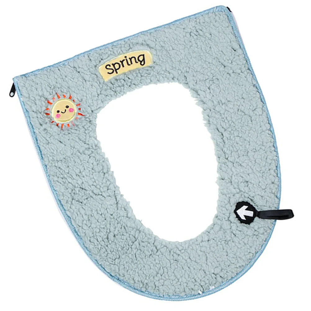 

1pc Sun Pattern Zipper Toilet Mat Cover Seat Cushion Lint Warm Winter Closestool Seat Cover (Green) Toilet Seat Cover