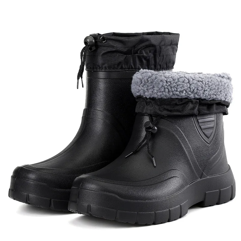 Regens tiefel für Männer Damen Winter warme Schneeschuhe Baumwolle Regens chuhe wasserdichte Regens tiefel Mid-Tube Botas de Lluvia Para Hombre