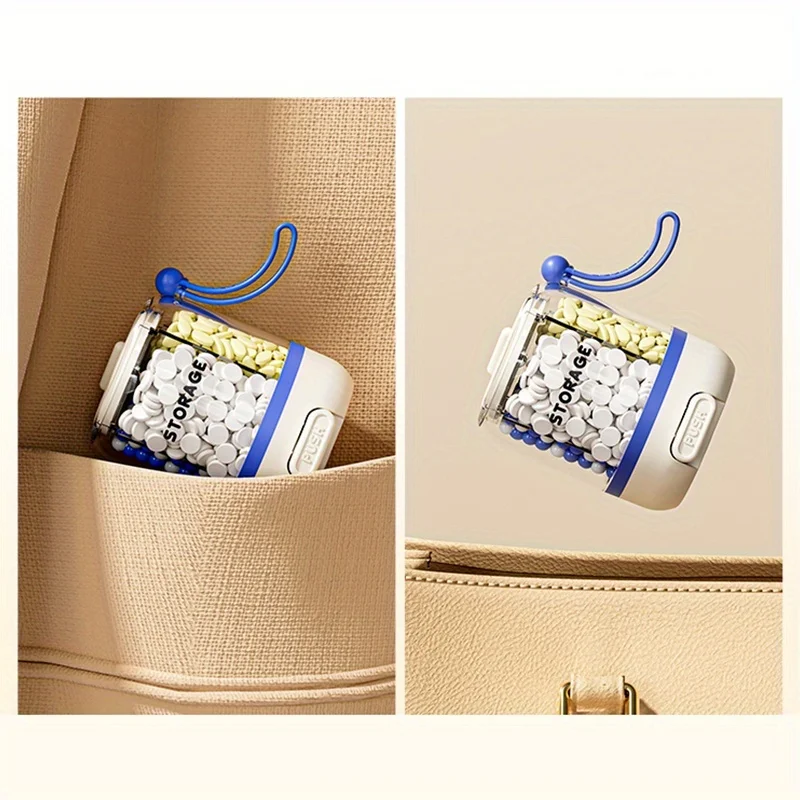 1pc Portable Large Capacity Pill Divider Bottle, 4-Compartment Removable Partition Vitamin Storage Box with Anti-Mix Design