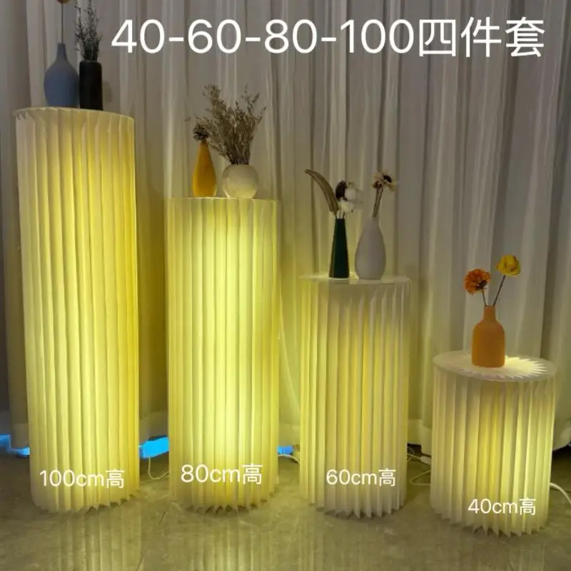 round display stand Roman column base with lamp product cylindrical display window model booth home