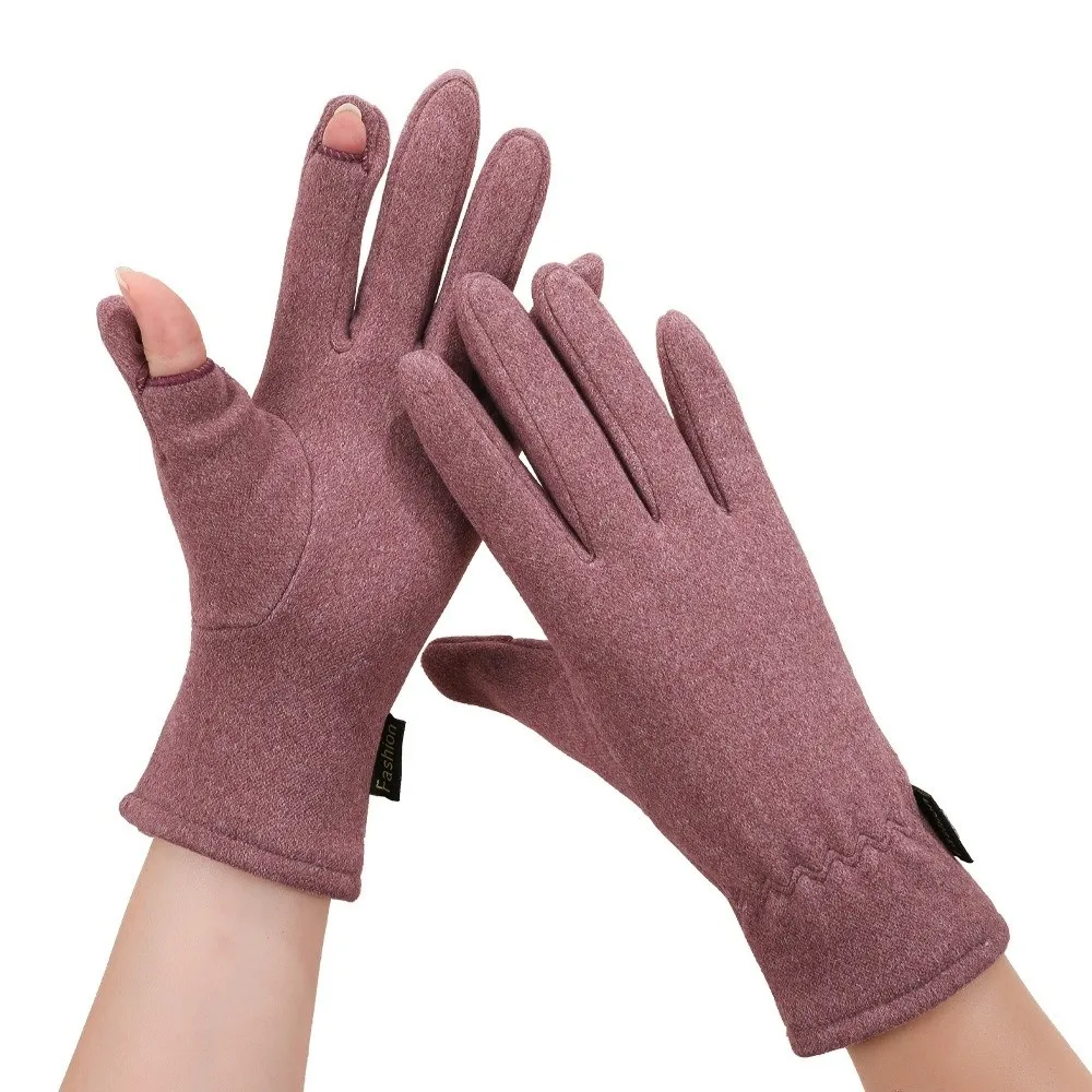 New Plush Winter Gloves Warm Touchable Screen Driving Mittens Windproof Coldproof Skiing Gloves Autumn and Winter