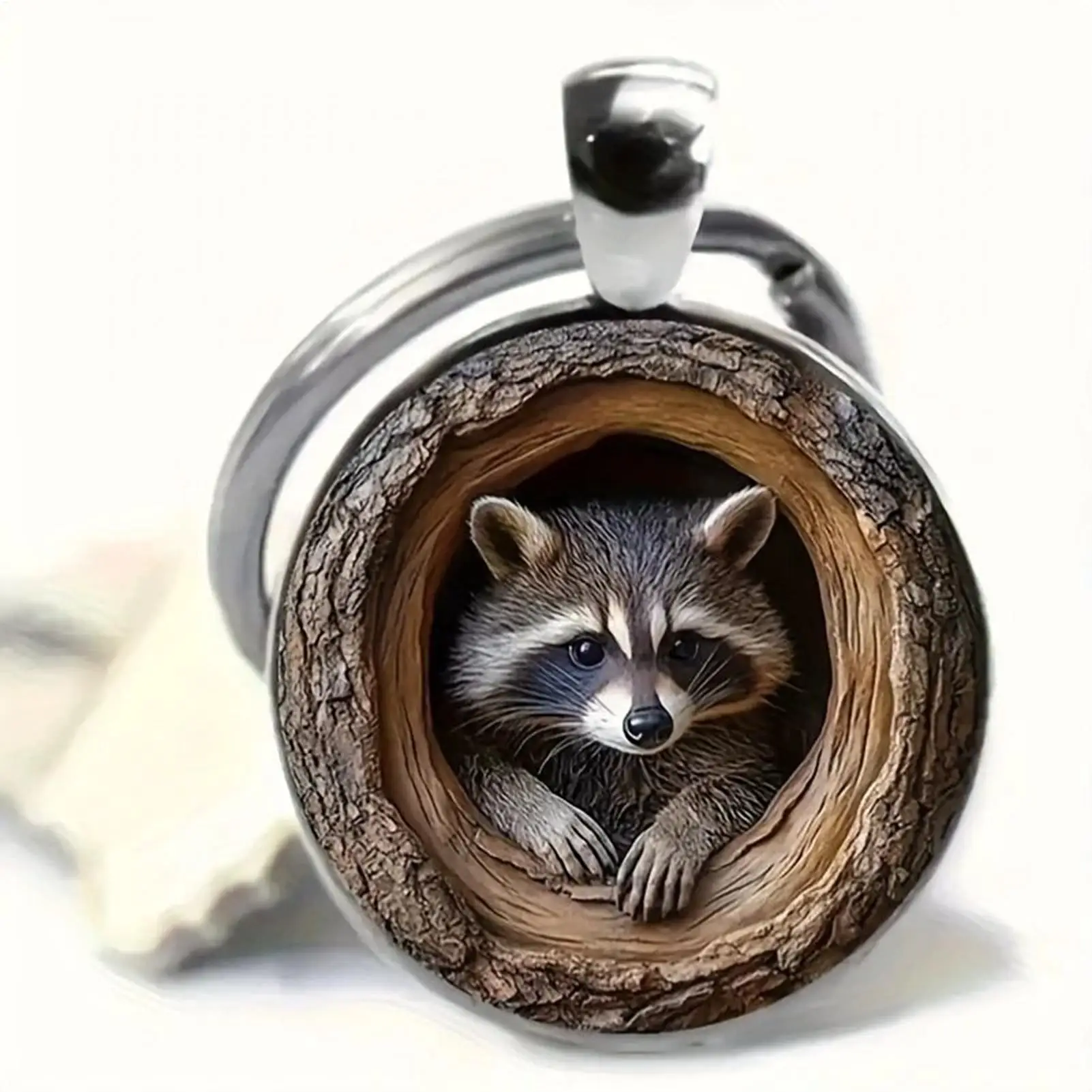 Raccoon Keychain Hollow Tree Raccoon Bag Keychain Cute Animal Keyring For Travel Wallet Decoration Women Schoolbag Backpack Home