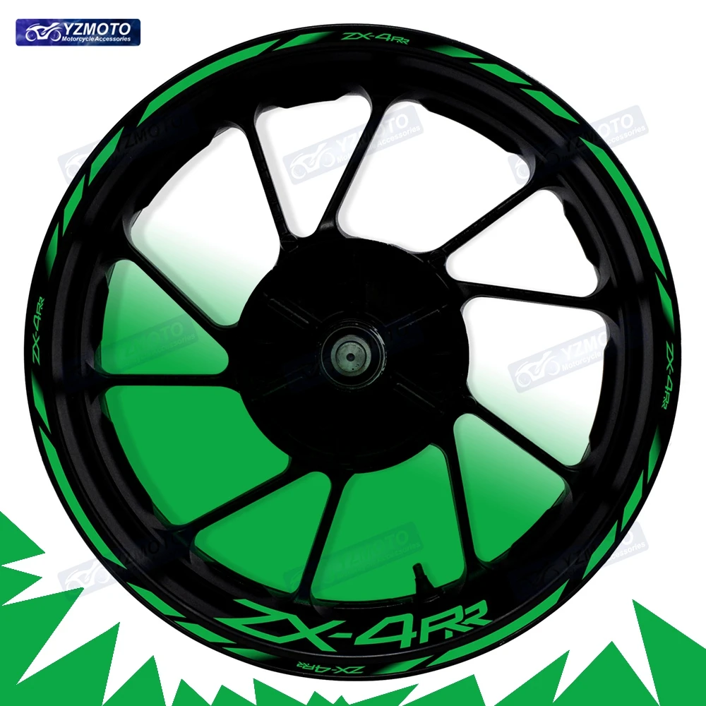 Naklejki na koła motocyklowe ZX-4RR ZX4RR ZX 4RR, 17 cali, na przednie i tylne koła, naklejki na piasty, zmodyfikowane, dekoracyjne, odblaskowe naklejki na obręcze.