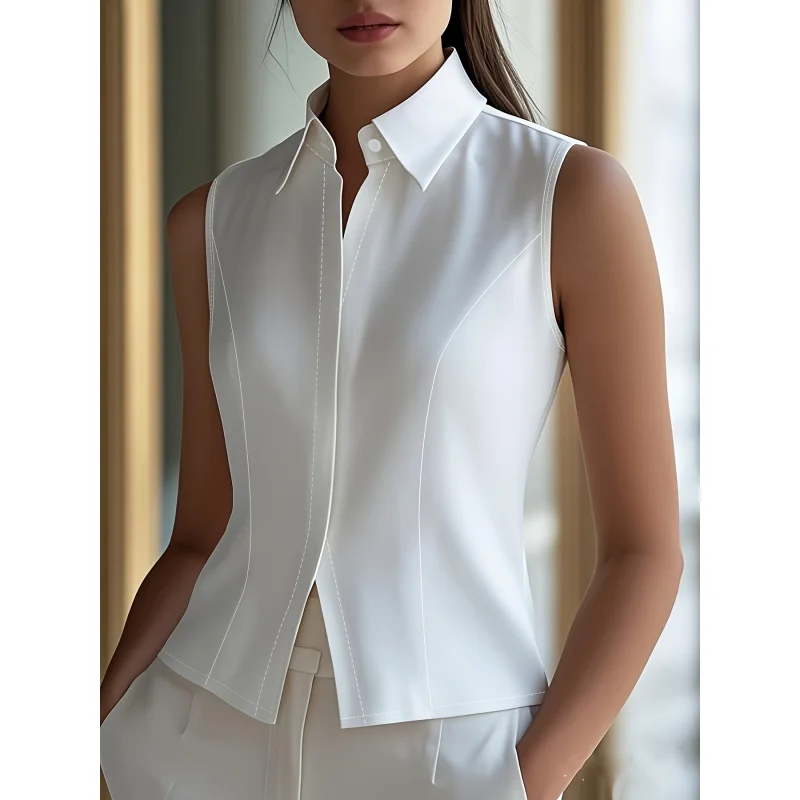 

New Summer Fashion Sleeveless Solid Color Shirt from Europe And America