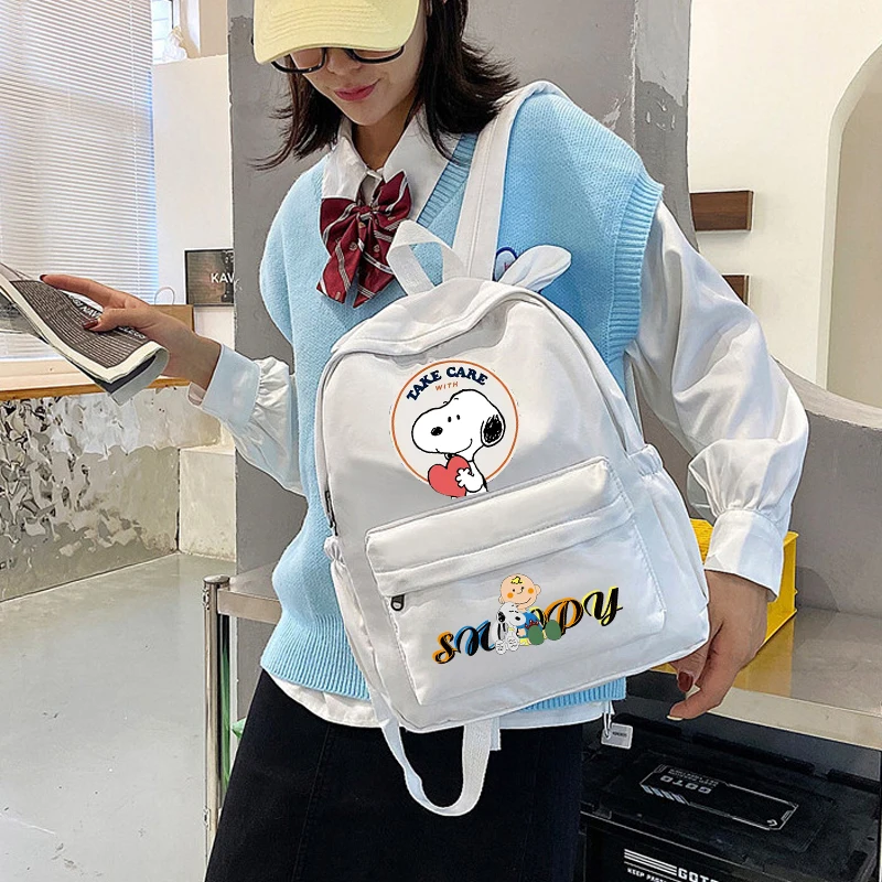 Snoopy Backpack Anime Kawaii Rabbit Ear Knapsack Teenager Cartoon boy girl School Bag Book Bag Rucksack School Supplies Gift