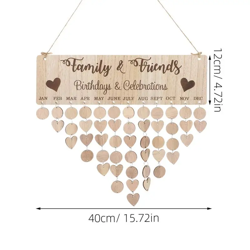 Nordic Style Famliy Celebrations Reminder Calendar Wooden DIY Calendar Birthday Anniversary Reminder Hanging Decorcation