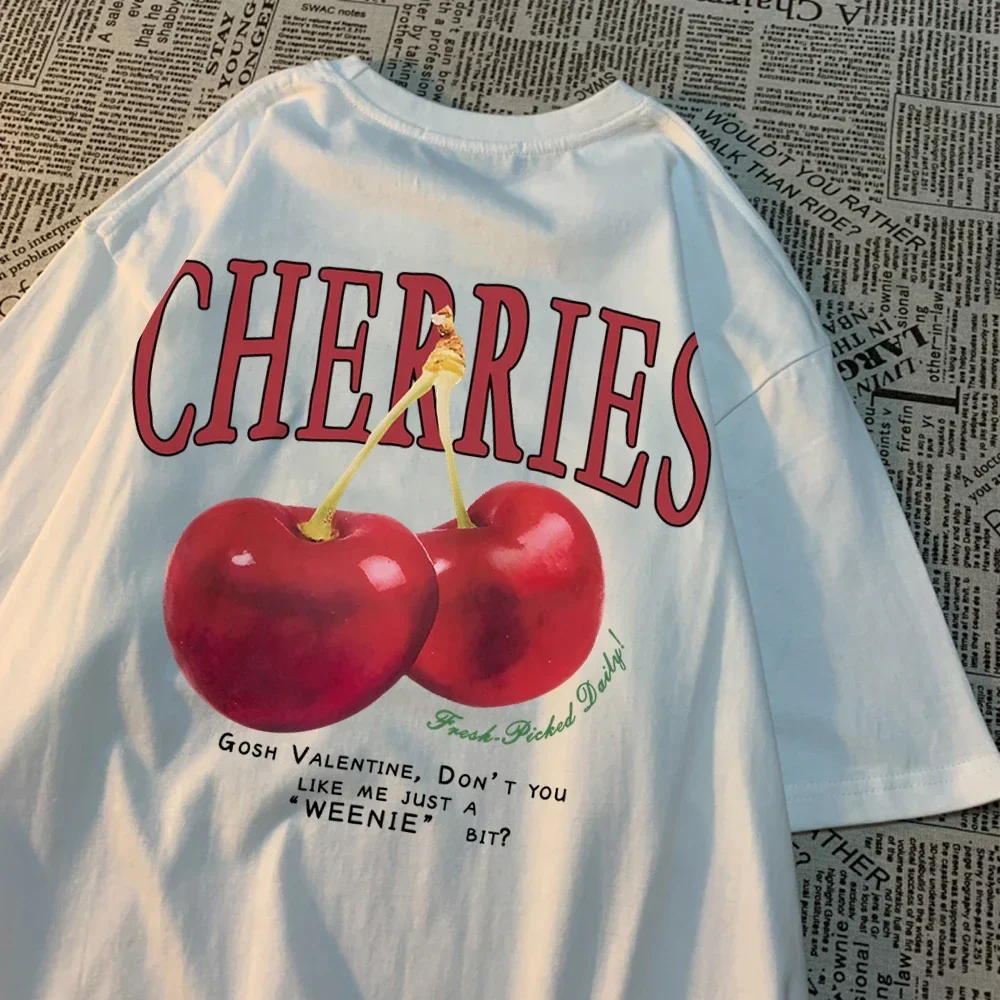 Cherries Cosh Valentine Men Women T Shirts Summer Cotton Casual Wear Crewneck Tee Clothes Crewneck Loose Couple T-Shirt New