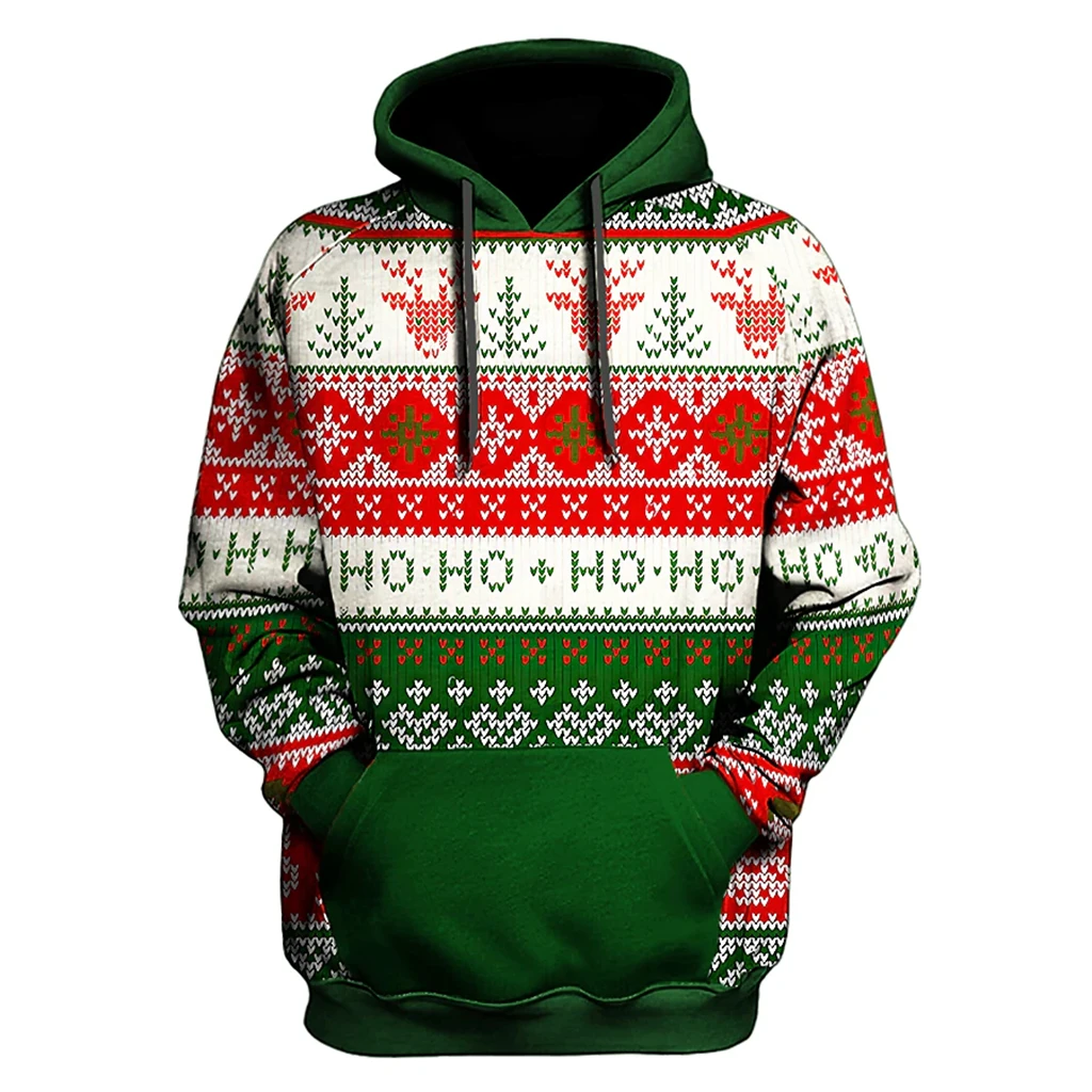 

Christmas Men's Hoodie Print Sweatshirts For Men Harajuku Hooded Shirt Pullover Casual Clothes Streetwear Top Men's Clothing