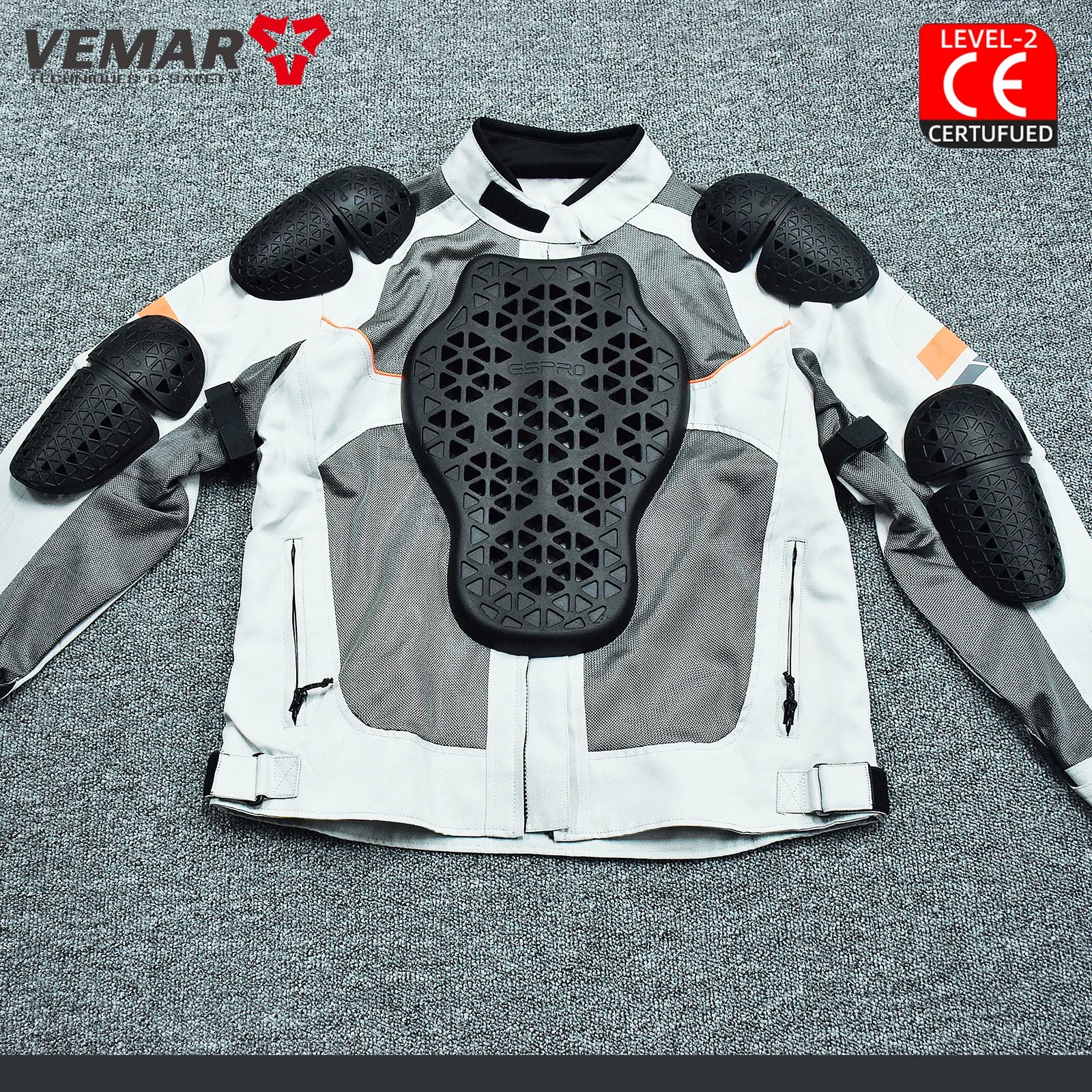 CE Level 2 Certified Motorcycle Armor Jacket Insert Back Protector Anti-Shock Rider Armor Shoulder/Elbow/Hip/Knee Protective Pad