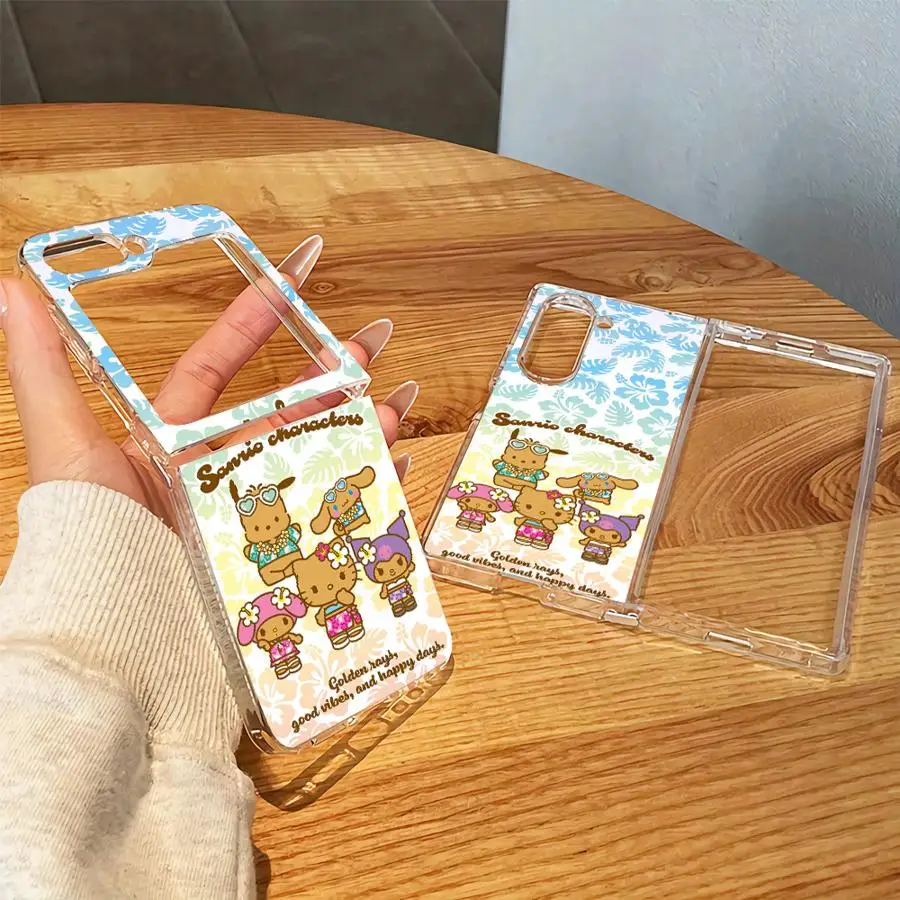 Sanrio HelloKitty Bear Family Transparent Soft Phone Cover Case for Samsung Galaxy Z Fold 8 Ultra Z Fold 7 6 5 4 3 ZFold8Ultra Z