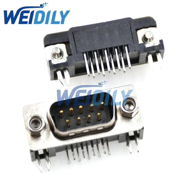 2PCS DB9 DB15 DB25 DB37 VGA Adapter Socket 2Rows 3Rows Blue Parallel Port 15 Pin D Sub PCB 90 Degree Female Connector Socket