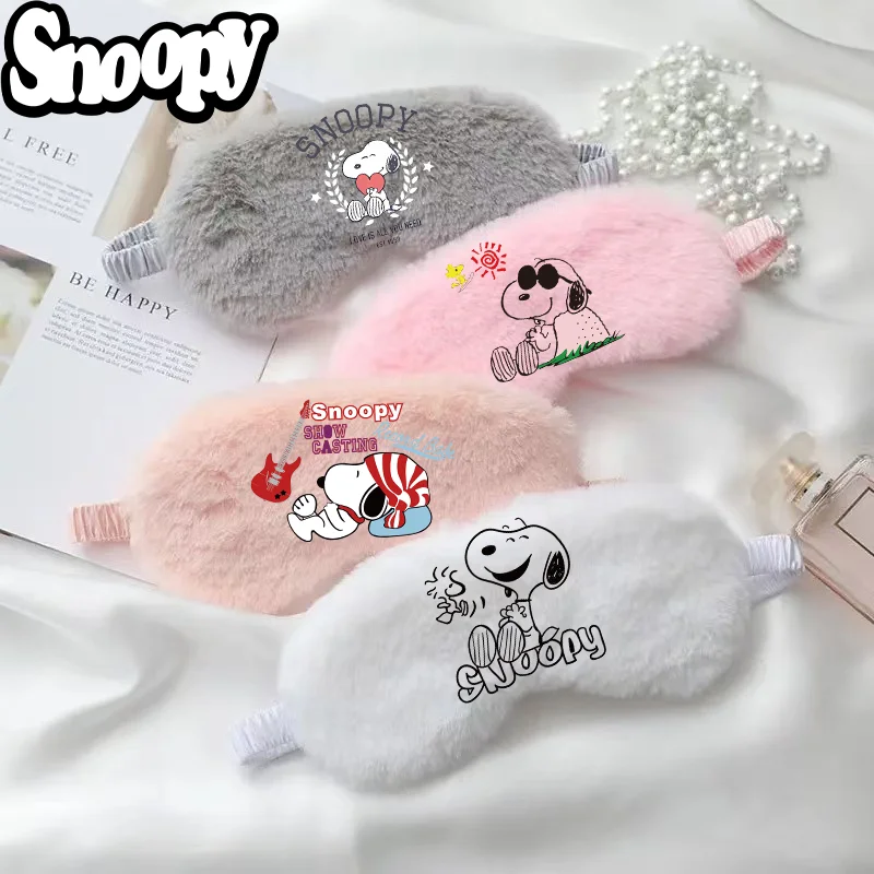 Snoopy Sleeping Eye Mask Block Out Light Sleep Mask Eyes Soft Sleeping Travel Imitation Silk Eyeshade Night Breathable Eyepatch