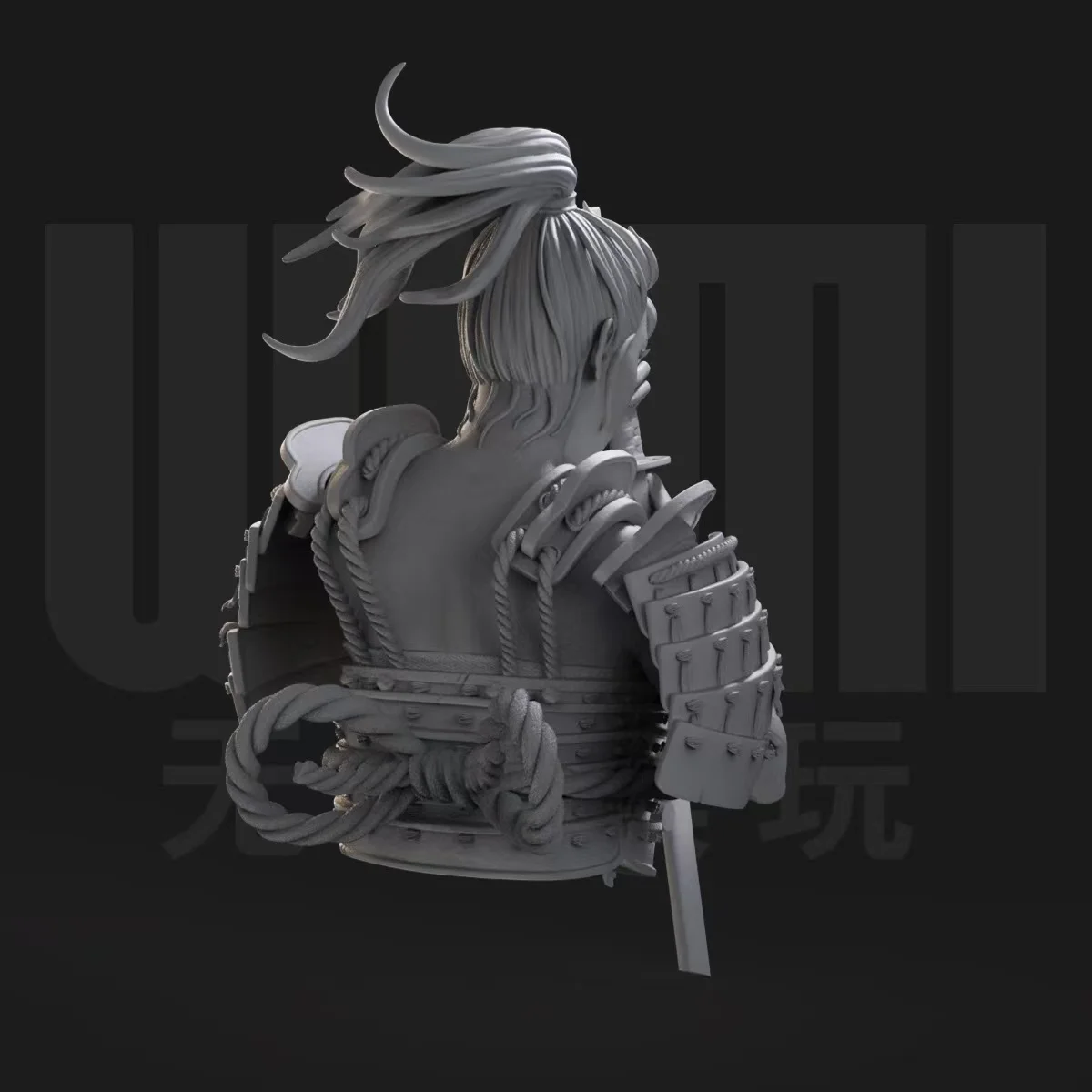 1/10 Japanese female samurai bust Eastern female character resin white mold GK figure model