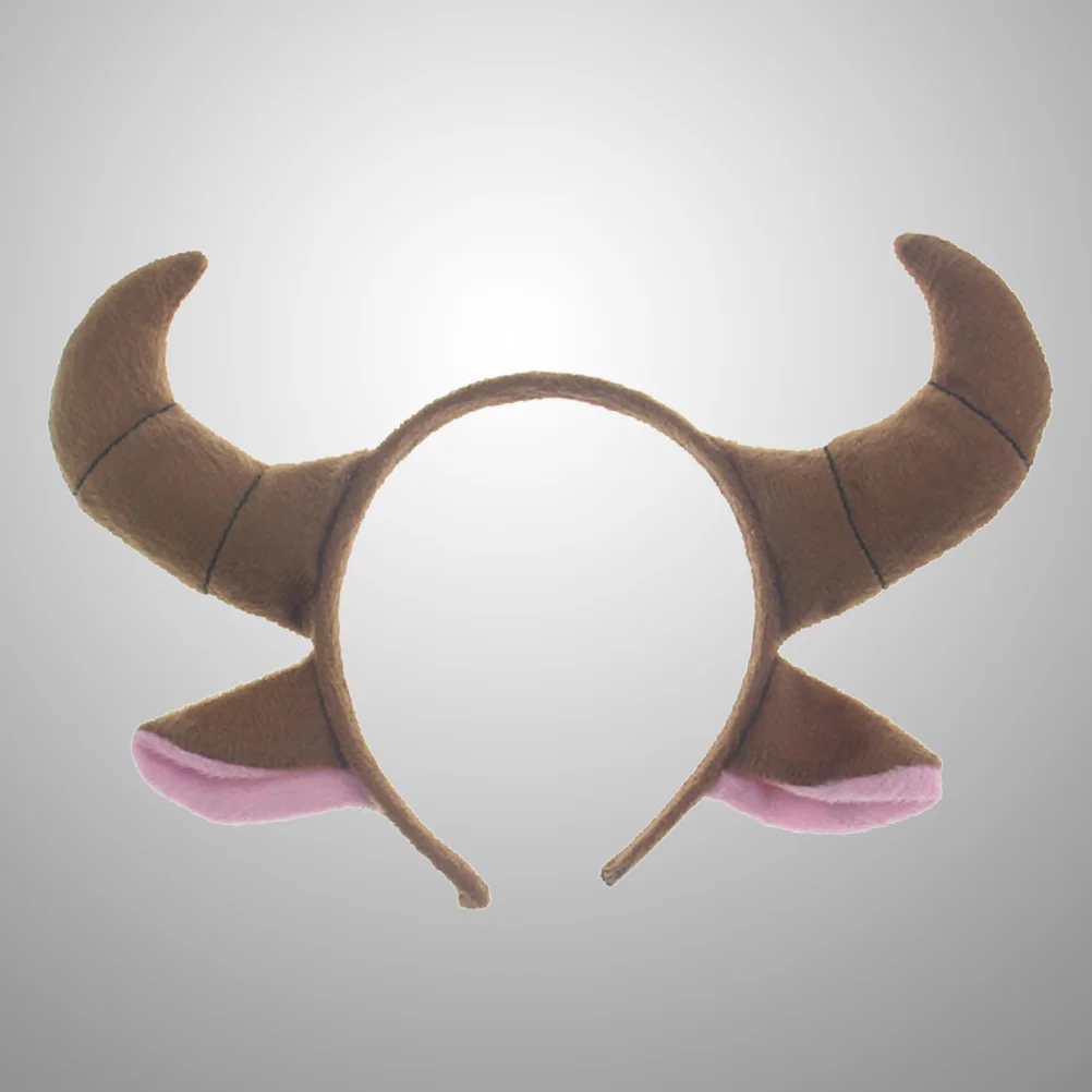 Headband Bull Horns Costume Ears Horn Cosplay Animal Bullhorn Headbands Cow Kids Party Plush Ox Halloween Headpiece Goat Hair