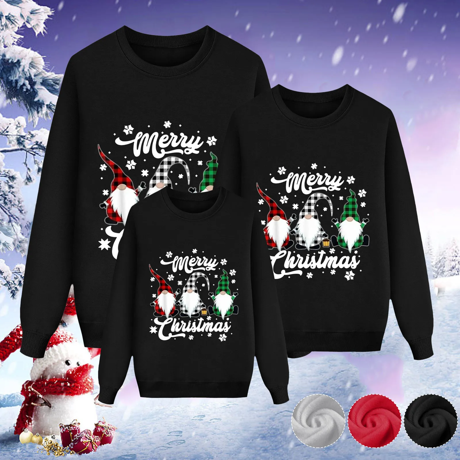 Father Mother Kids Christmas Sweatshirts Autumn Winter Warm Long Sleeve O-Neck Pullovers Tops Family Matching New Year Clothes