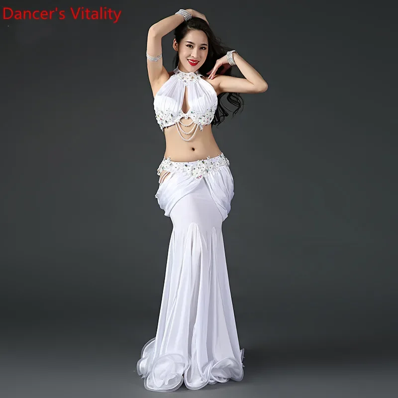 Fashion Lady Women Belly Indian Oriental Dance Splicing Top Fishbone Skirt Suit Competition Costume Rumba Samba Tango Dancewear