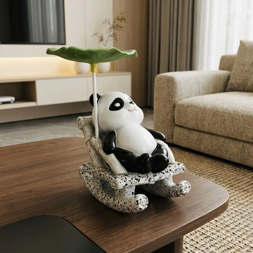 Funny Cute Cartoon Frog Rocking Chair Ornament Lotus Leaf Resin Bobble Chair Decor Rocking Frog Panda Figurine Living Room