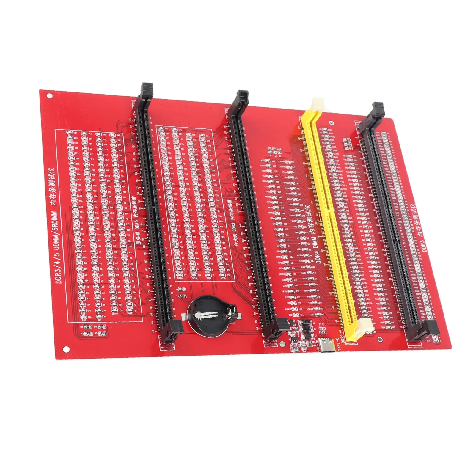 Speicherdiagnoseanalysator, Speicherdiagnoseanalysator, 4-in-1, Desktop-DDR3, DDR4, DDR5UDMM, DDR5RDIMM-Testerkarte mit Licht