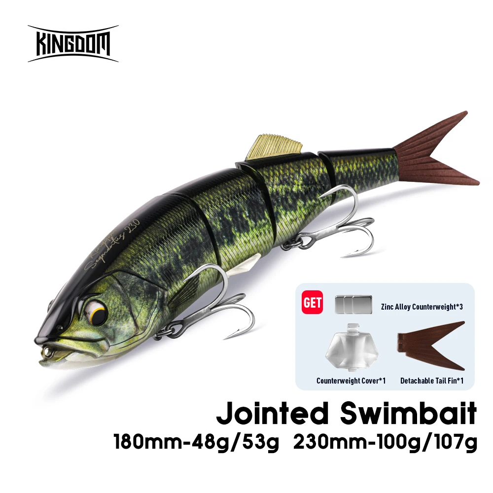 

Многосекционная приманка Kingdom Swimbait 180мм/48-53г, 230мм/100-107г, плавающая/тонущая, гигантская жесткая приманка из 4 секций для морской рыбалки на басса