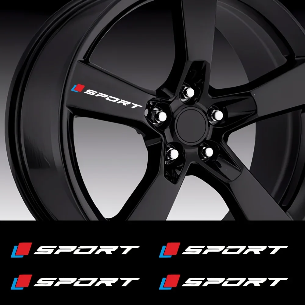 4Pcs Sport Car Wheel Rim Stickers Waterproof Self-Adhesive Auto Hub Decals Universal Exterior Accessories