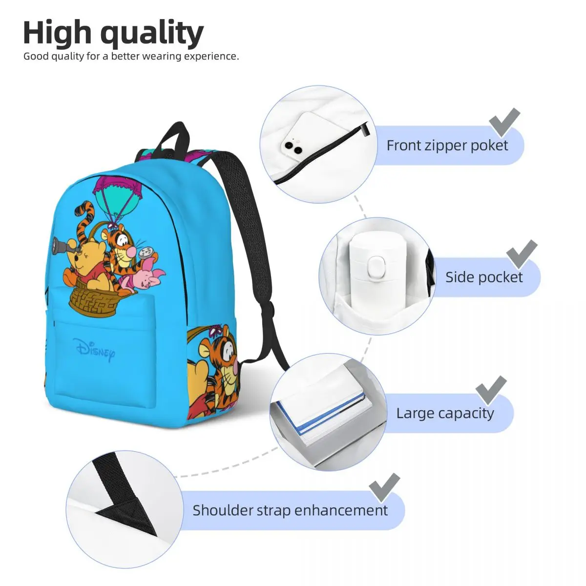 Backpack Tigger Baloon Eeyore Multi Compartment Disney Winnie The Pooh For Women Kid Gift Personalised Kindergarten Bag Travel