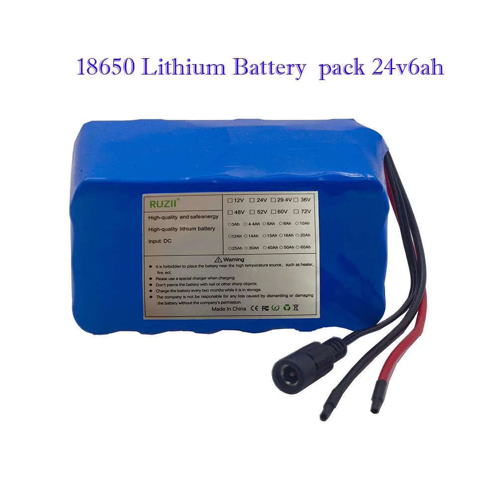 24V 6ah 18650 Li-ion Scooter Lithium Battery Pack for Scooter Bike Bicycle Batteries Include Charger